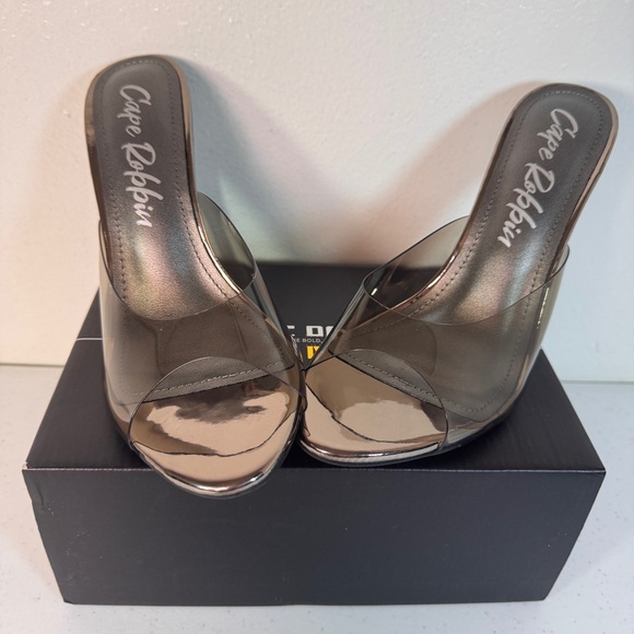 Cape Robbin Barbara-Anne Smoke Clear Stiletto Mules High Heels Size 7 NIB - Picture 15 of 16